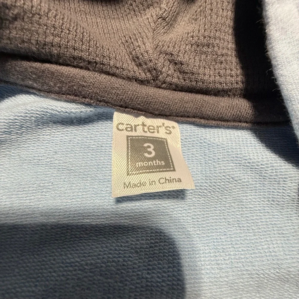 Carters Hoodie Light Blue Cotton Bulldog Kidcore Y2K